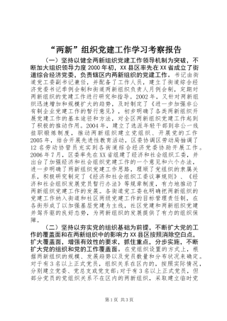 “两新”组织党建工作学习考察报告