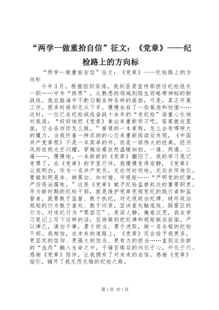 “两学一做重拾自信”征文：《党章》——纪检路上的方向标