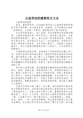 公益劳动的感想范文大全