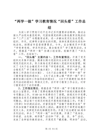“两学一做”学习教育情况“回头看”工作总结