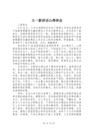 王一新讲话心得体会