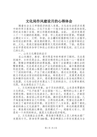 文化局作风建设月的心得体会