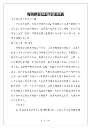 有关综合组工作参考计划三篇