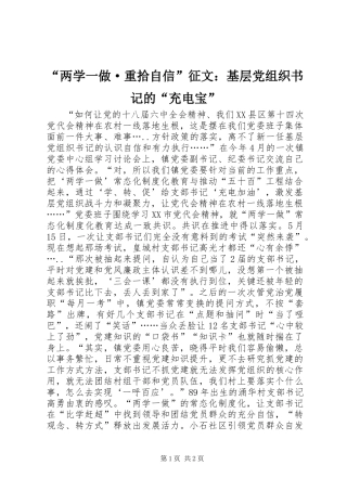 “两学一做·重拾自信”征文：基层党组织书记的“充电宝”