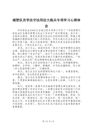 城管队员学法守法用法大练兵专项学习心得体会