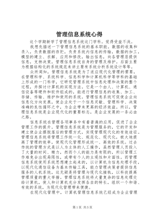 管理信息系统心得