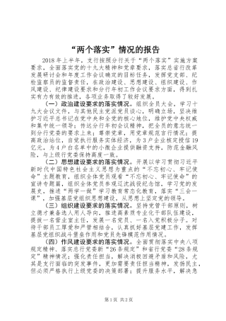 “两个落实”情况的报告