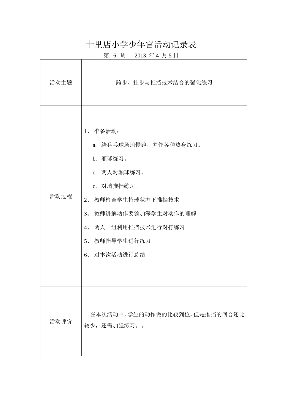 少年宫活动记录表-6_第1页