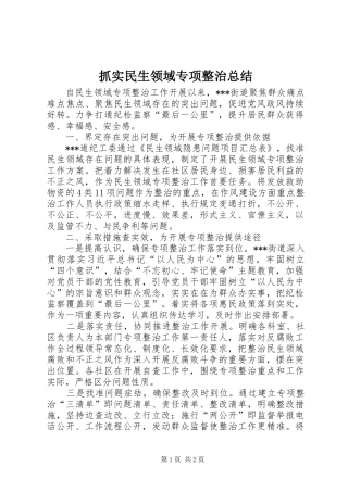 抓实民生领域专项整治总结