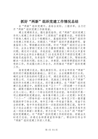 抓好“两新”组织党建工作情况总结