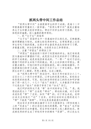 抓两头带中间工作总结