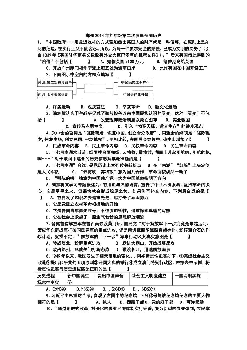 郑州历史二模_第1页