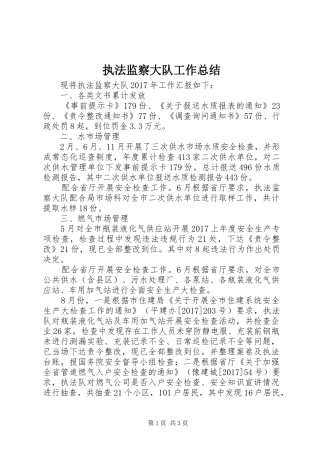 执法监察大队工作总结