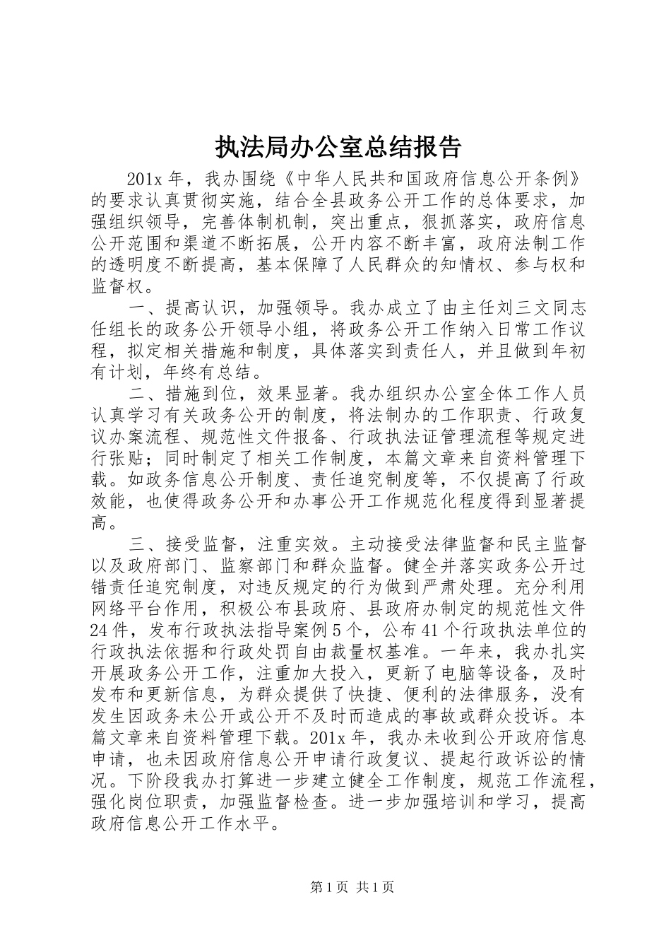 执法局办公室总结报告_第1页