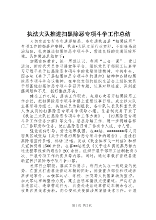 执法大队推进扫黑除恶专项斗争工作总结