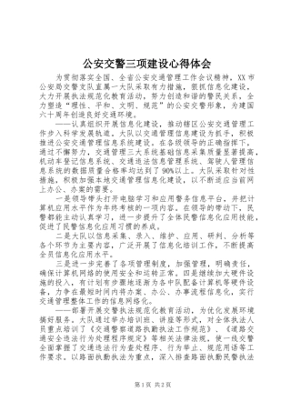 公安交警三项建设心得体会