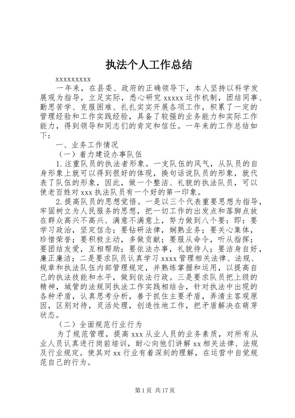 执法个人工作总结_第1页