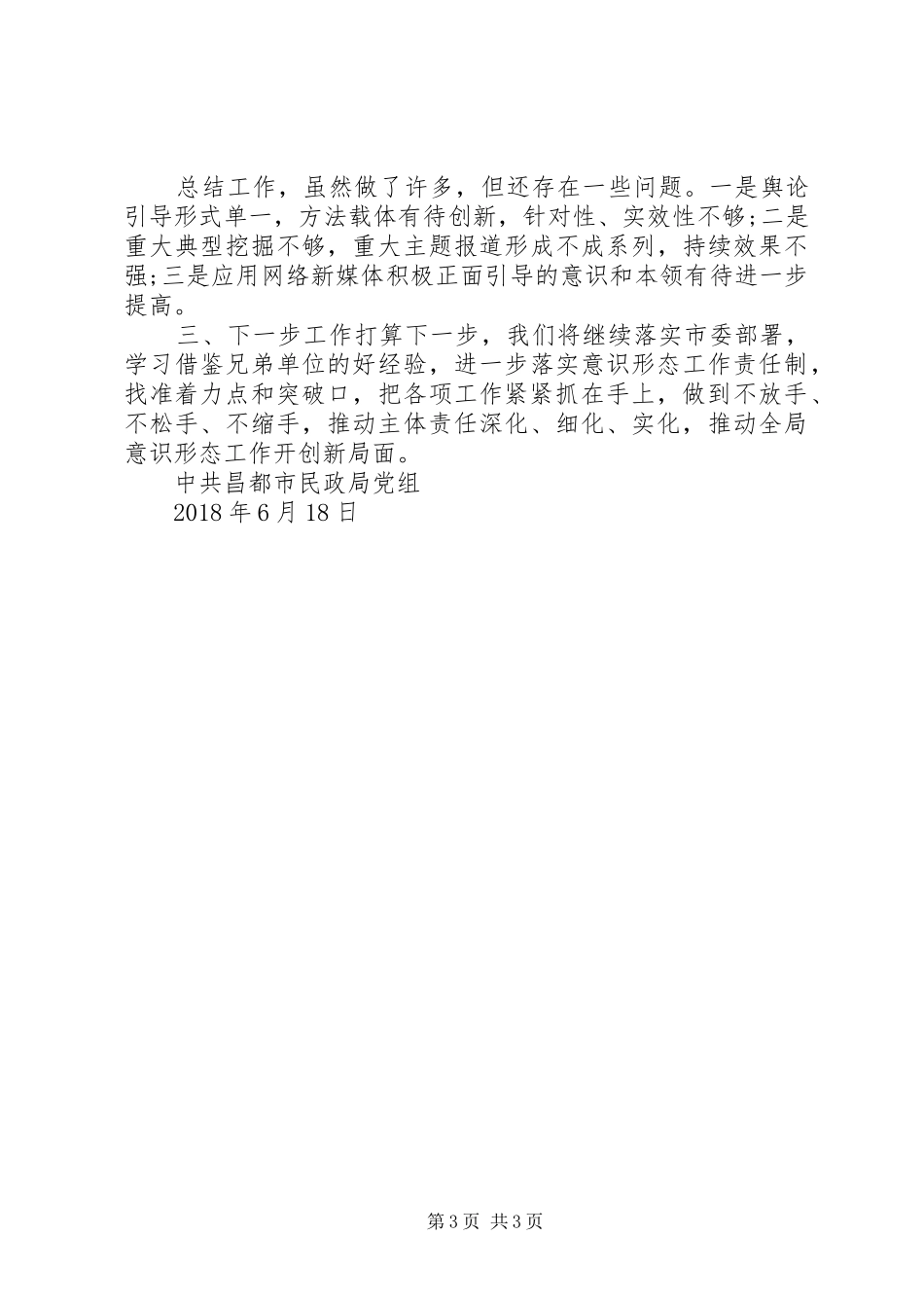 意识形态,工作总结情况报告自查报告_3_第3页