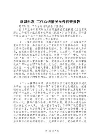 意识形态,工作总结情况报告自查报告