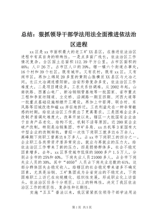 总结：狠抓领导干部学法用法全面推进依法治区进程