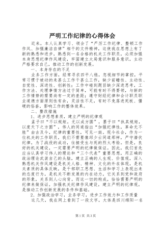 严明工作纪律的心得体会