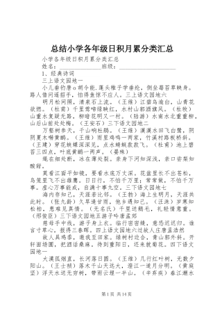 总结小学各年级日积月累分类汇总