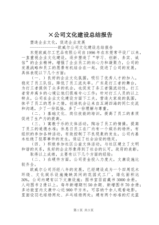 ×公司文化建设总结报告