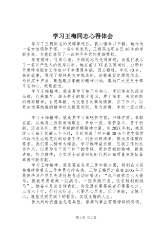 学习王梅同志心得体会