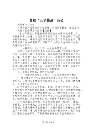 总结“三项整治”活动