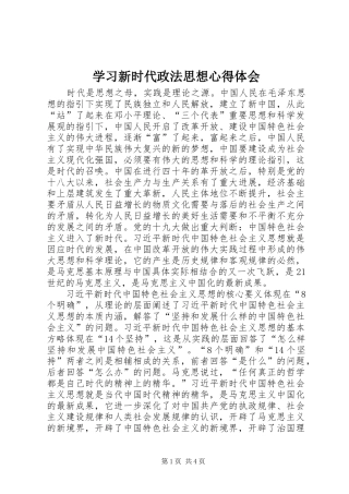 学习新时代政法思想心得体会