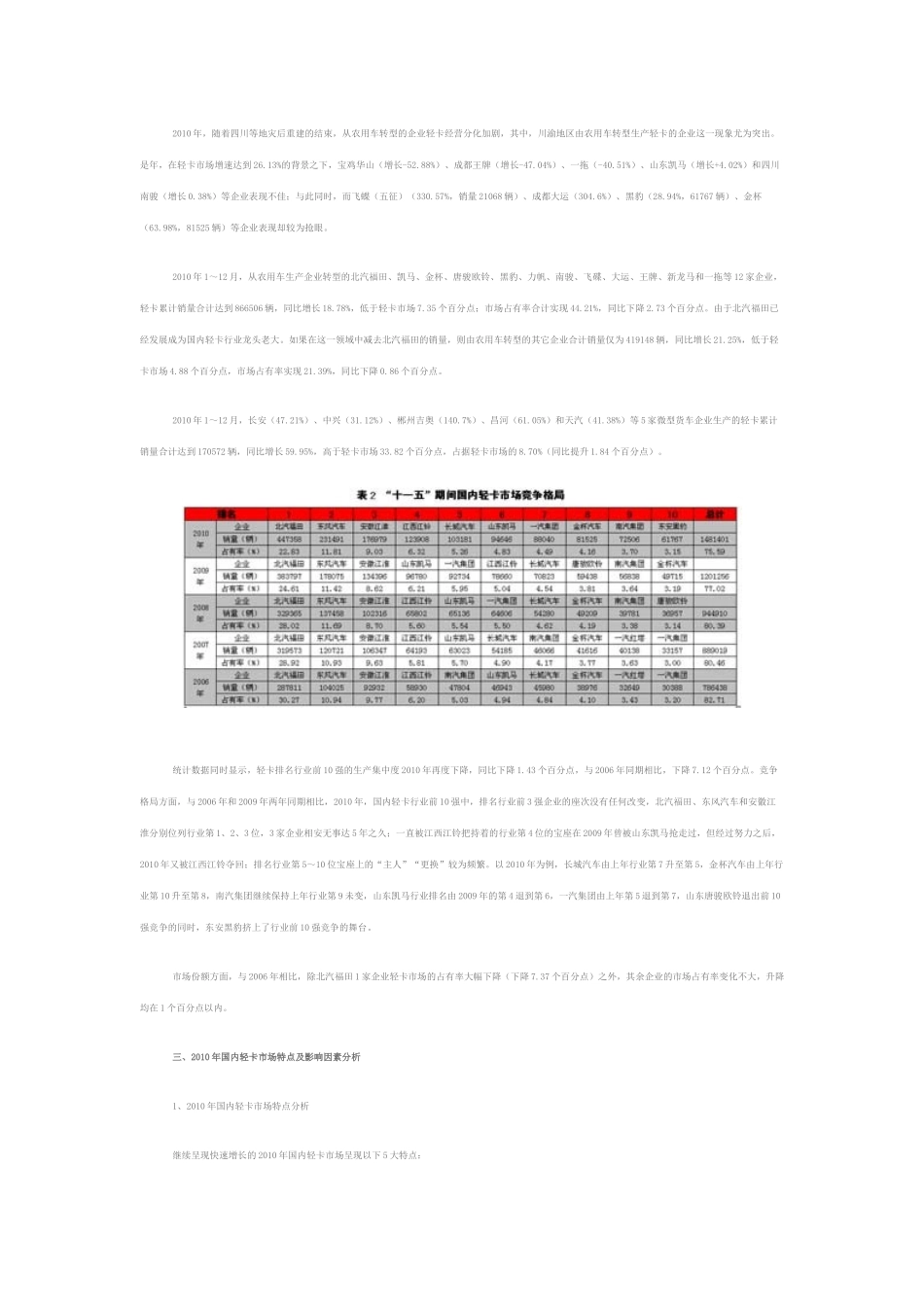 XXXX年国内轻卡市场分析及十二五预测_第2页