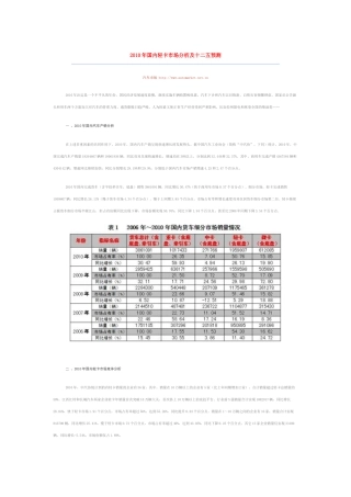 XXXX年国内轻卡市场分析及十二五预测