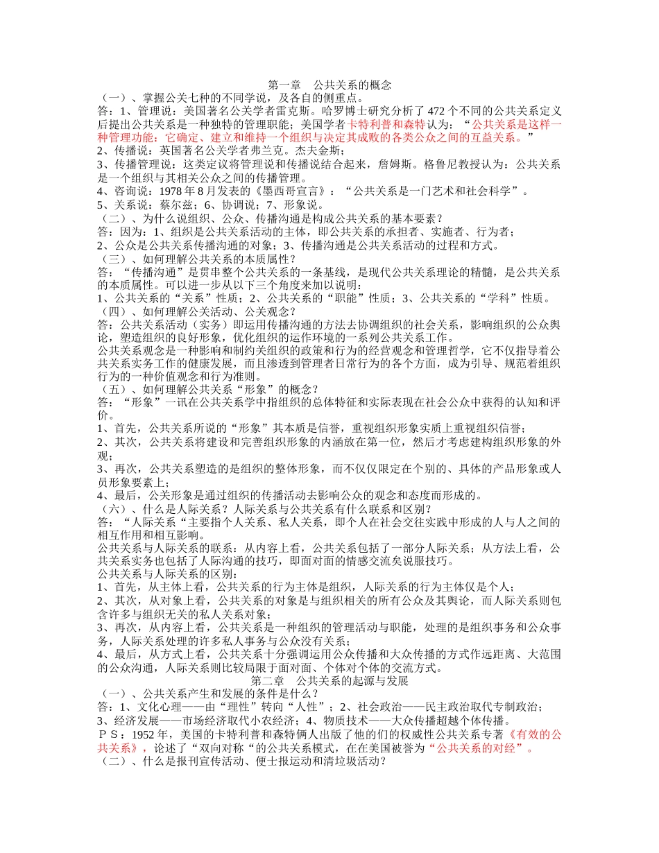 XXXX年最新-自考--公共关系学(重点)及名词解释_第1页