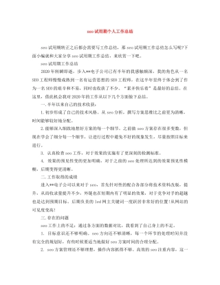 seo试用期个人工作总结 