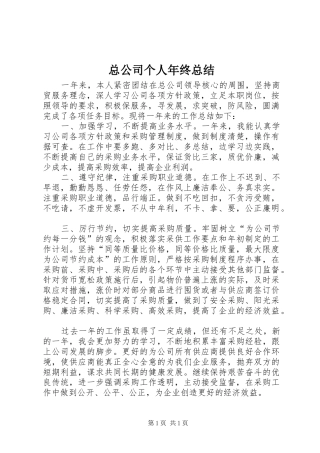 总公司个人年终总结