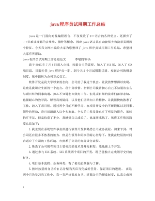 java程序员试用期工作总结 