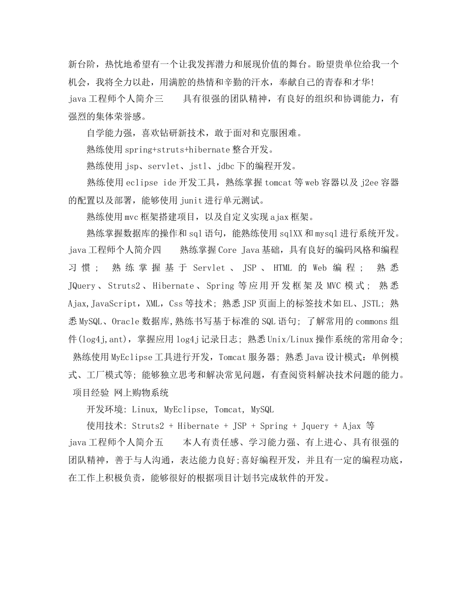java工程师个人简介 _第2页