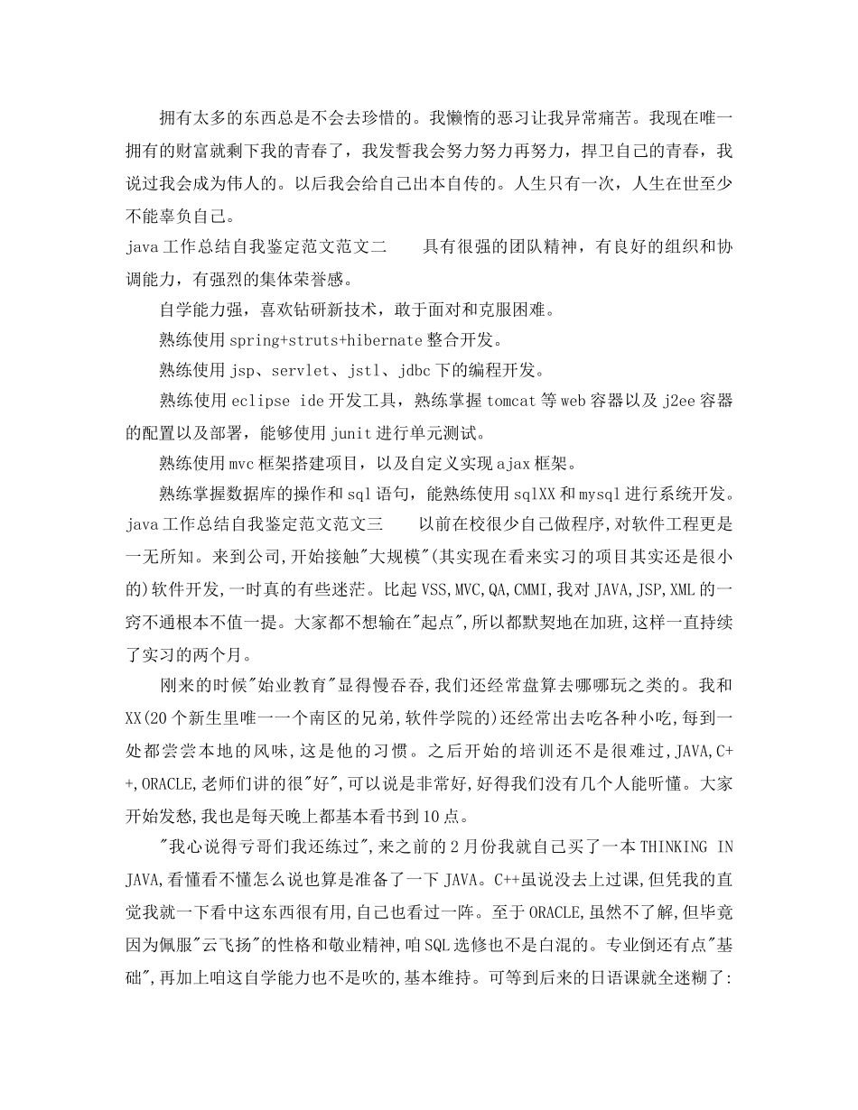 java工作总结自我鉴定范文 _第2页