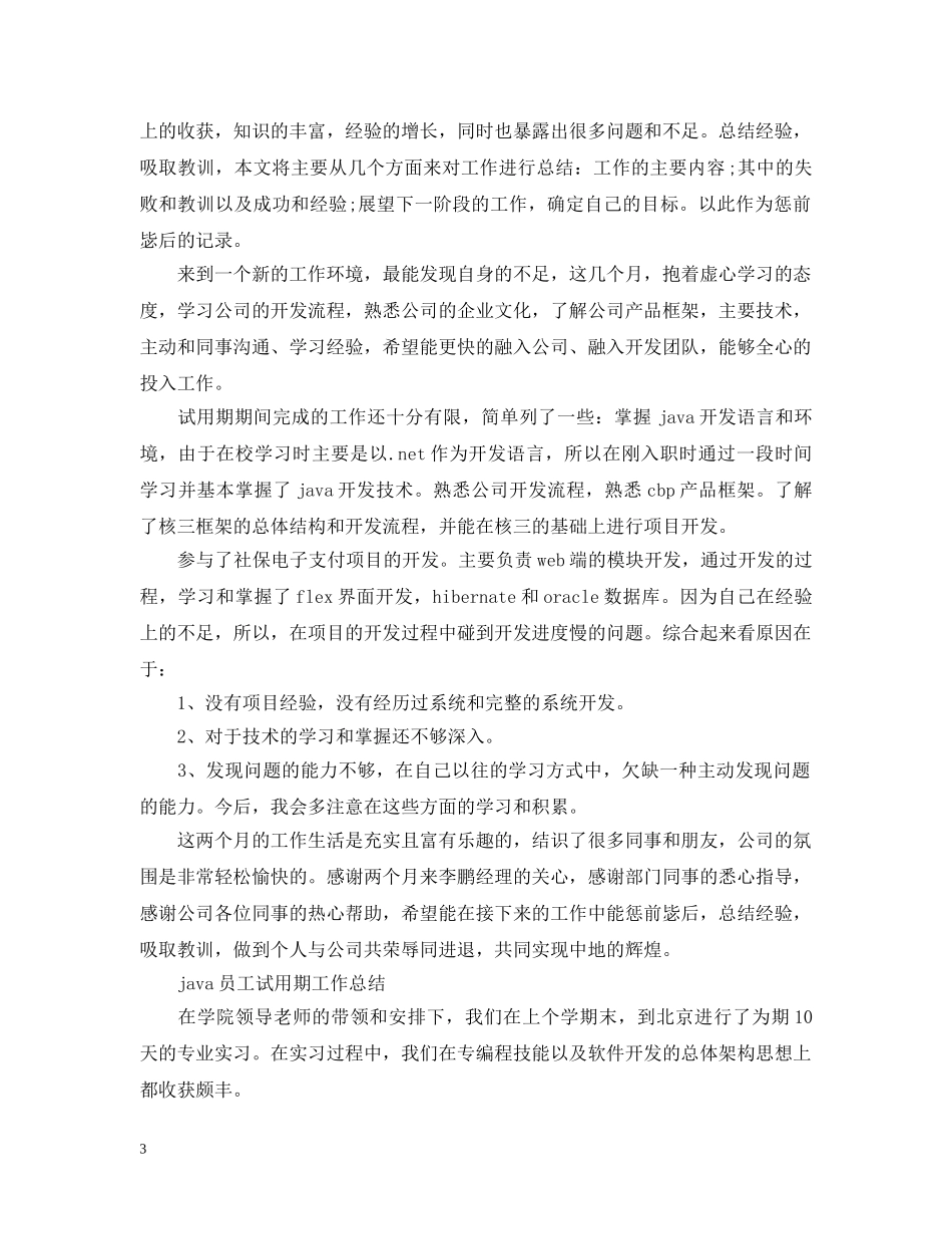 java员工试用期总结范文 _第3页