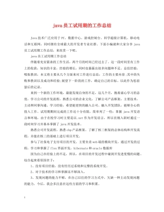 java员工试用期的工作总结 