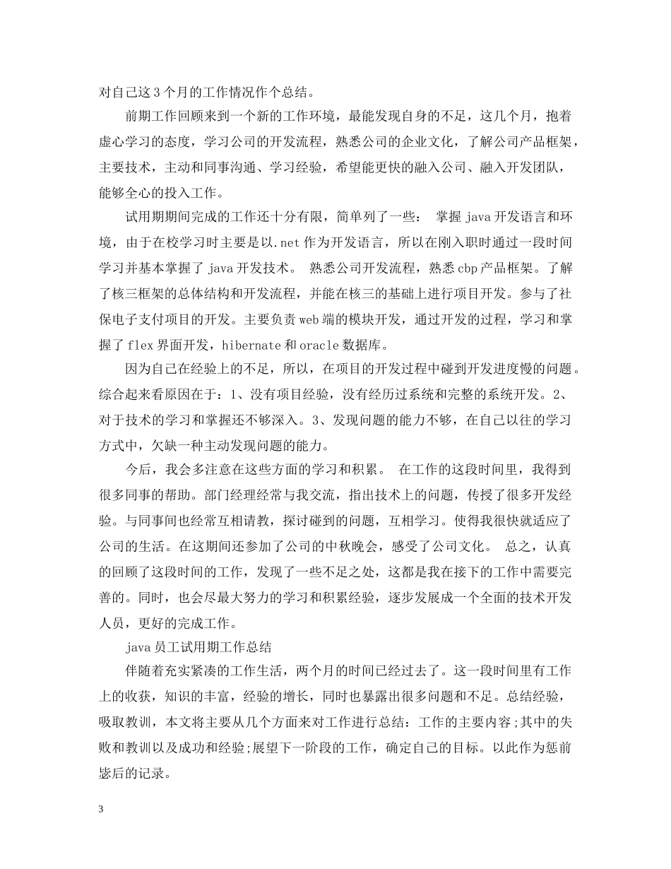 java员工试用期个人工作总结 _第3页