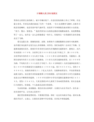 IT销售人员工作计划范文 