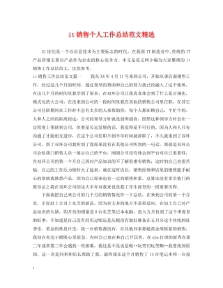 it销售个人工作总结范文精选 