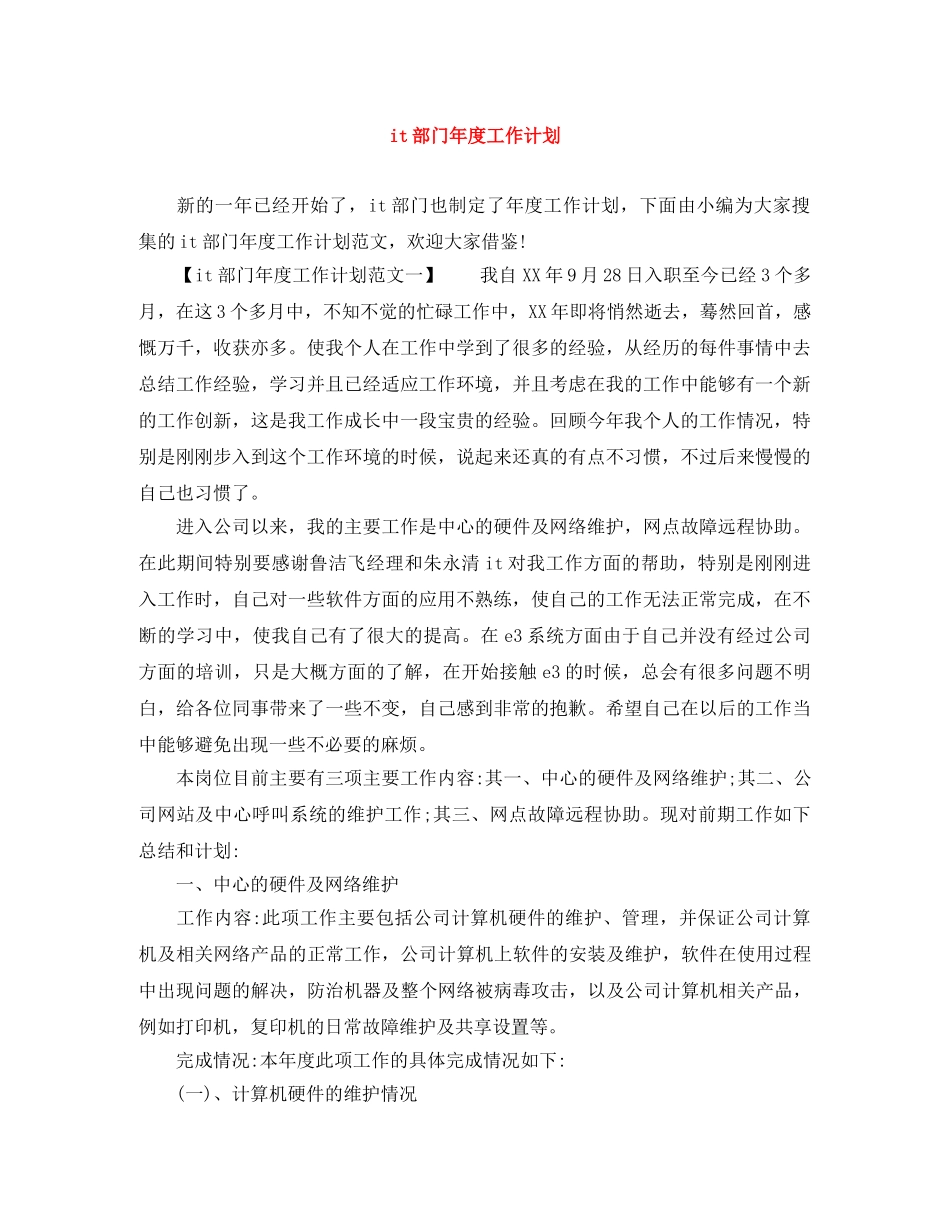it部门年度工作计划 _第1页