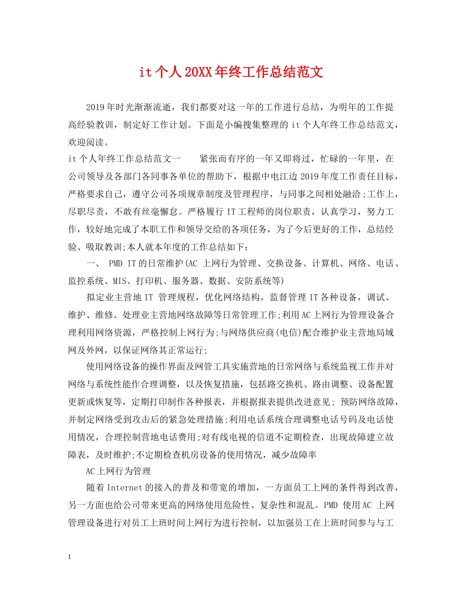 it个人20XX年终工作总结范文 _第1页