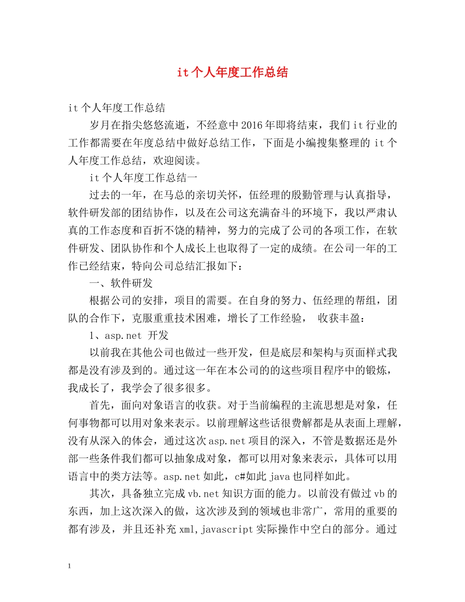 it个人年度工作总结 (2) _第1页