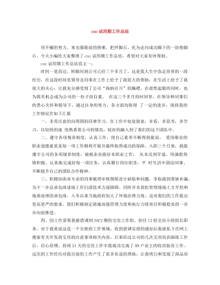 cnc试用期工作总结 