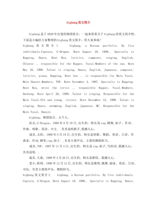 bigbang英文简介 