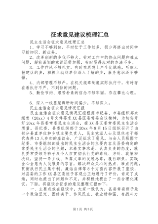 征求意见建议梳理汇总