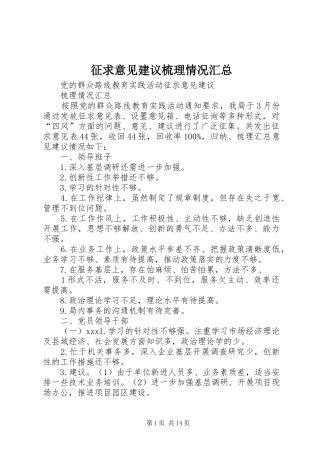 征求意见建议梳理情况汇总